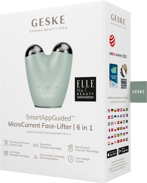 Мікрострумовий підтягувач обличчя GESKE MicroCurrent Face-Lifter 6в1 green HB0140 фото