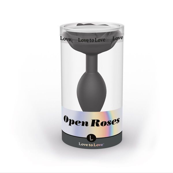 Силіконова анальна пробка з трояндою, розмір L, чорна - Love To Love OPEN ROSES L SIZE BLACK ONYX SO5983 фото