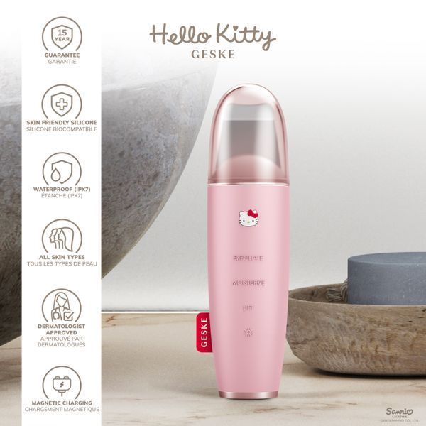 Мікрострумовий скрабер для шкіри та усунення чорних точок GESKE MicroCurrent Skin Scrubber&Blackhead Remover 9в1 Hello Kitty pink HB0253 фото