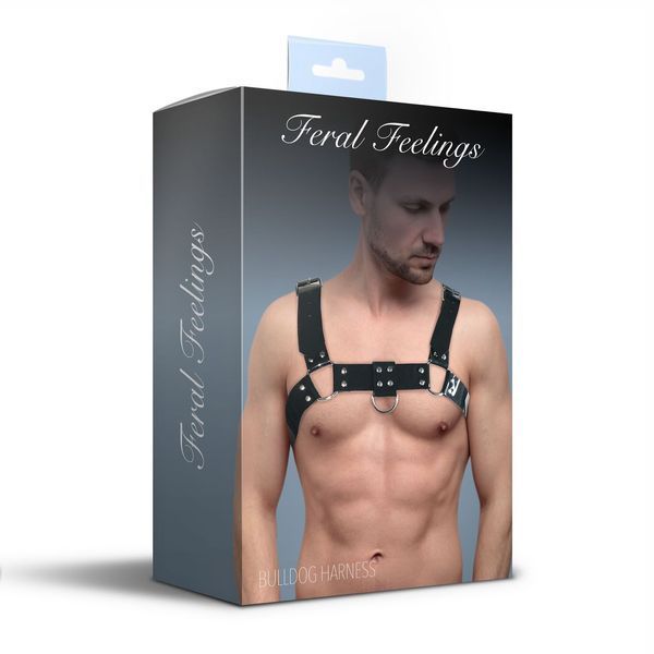 Чоловіча портупея на груди Feral Feelings - Bulldog Harness Black SO9304 фото