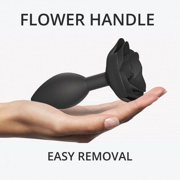 Силіконова анальна пробка з трояндою, розмір L, чорна - Love To Love OPEN ROSES L SIZE BLACK ONYX SO5983 фото