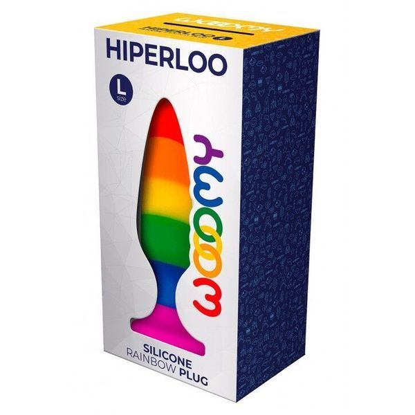 Силіконова анальна пробка, розмір L, діаметр 3,9 см - Wooomy Hiperloo Silicone Rainbow Plug SO7434 фото