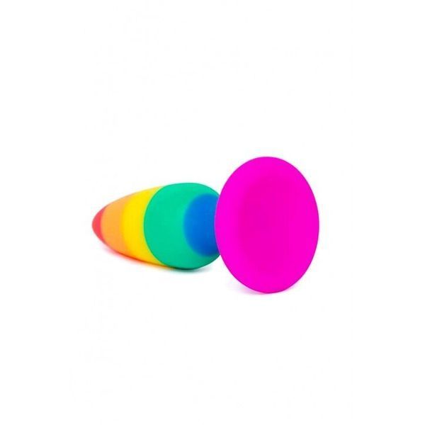 Силіконова анальна пробка, розмір L, діаметр 3,9 см - Wooomy Hiperloo Silicone Rainbow Plug SO7434 фото