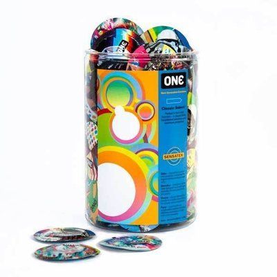 Набір презервативів ONE Classic Select - Artist Collection 100 шт, класичні, колекція 2, мегапак тюб SX0741 фото
