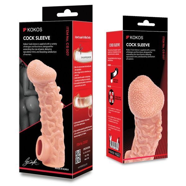 Насадка на член, потовщувальна, стимулюючий рельєф, розмір L - Kokos Cock Sleeve CS 007 L SX1464 фото