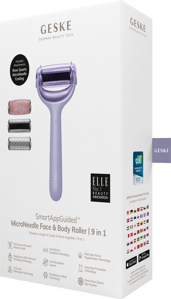 Ролер для голкової мезотерапії обличчя та тіла GESKE MicroNeedle Face&Body Roller 9в1 purple HB0211 фото