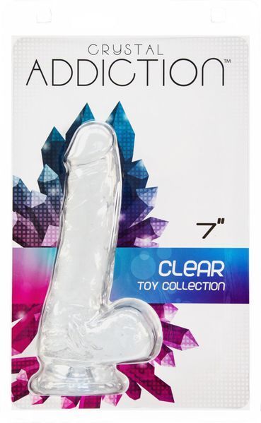 Прозорий фалоімітатор на присосці, віброкуля в подарунок ADDICTION &mdash; Clear Dildo with Balls 7&Prime; SO5581 фото