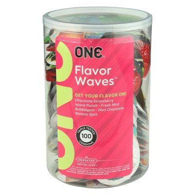 Набір смакових презервативів ONE FlavorWaves 100 шт, 6 смаків, мегапак тюб SX0743 фото