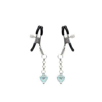 Затискачі для сосків із сердечком Liebe Seele Glow-in-dark Nipple Clamps Light Blue, світяться в темряві SX1684 фото