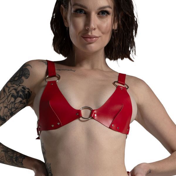 Ліф з натуральної шкіри Feral Feelings - Bikini Top Red SO9422 фото