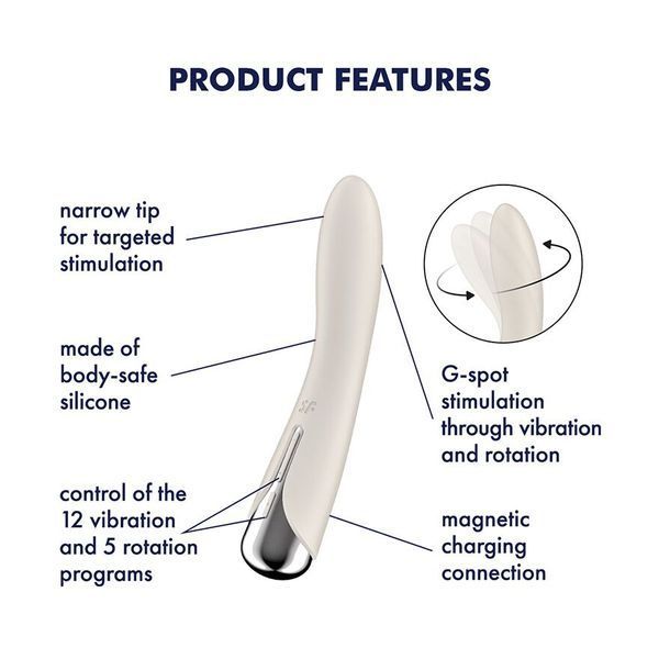 Вібратор точки G з обертанням Satisfyer Spinning Vibe 1 Beige, 2 мотори SX0560 фото