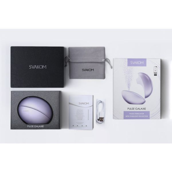 Вакуумний кліторальний стимулятор Svakom Pulse Galaxie Metal Lilac, нічник-проєктор зоряного неба SO9679 фото