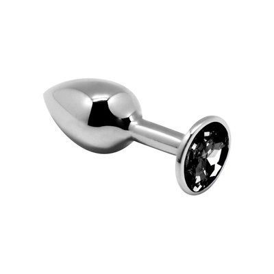 Металева анальна пробка з чорним кристалом, розмір М - Alive Mini Metal Butt Plug Black M SO6000 фото