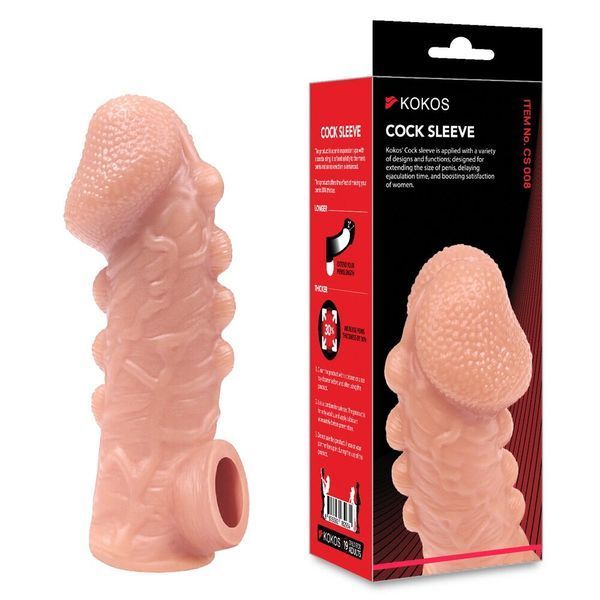 Насадка на член, потовщувальна, стимулюючий рельєф, розмір L - Kokos Cock Sleeve CS 008 L SX1466 фото