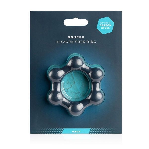 Ерекційне кільце з кульками Boners Hexagon Cock Ring SO8873 фото