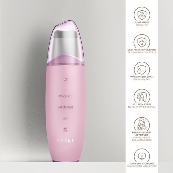 Мікрострумовий скрабер для шкіри та усунення чорних точок GESKE MicroCurrent Skin Scrubber&Blackhead Remover 9в1 pink HB0148 фото