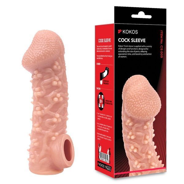 Насадка на член, потовщувальна, стимулюючий рельєф, розмір M - Kokos Cock Sleeve CS 009 M SX1467 фото