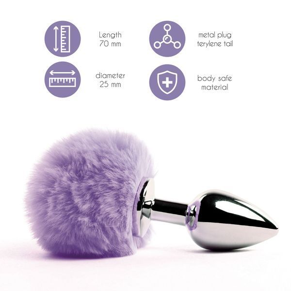 Анальна пробка хвіст зайки, фіолетовий - FeelzToys Bunny Tails Butt Plug Purple SO5062 фото