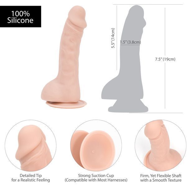 Вигнутий фалоімітатор на присосці ADDICTION &mdash; BRAD 7,5&Prime; Dildo With Balls, Beige SO5584 фото