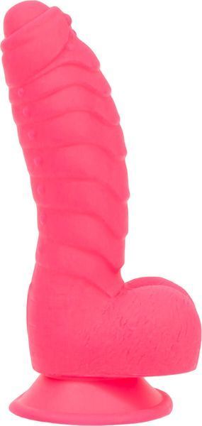 Ребристий фалоімітатор на присосці, віброкуля в подарунок ADDICTION &mdash; Tom 7&Prime; Dildo With Balls &mdash; Pink SO5585 фото