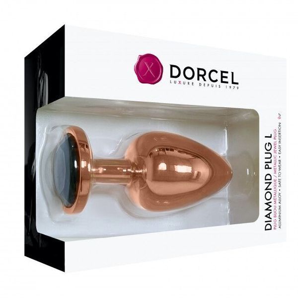 Анальна пробка рожеве золото з чорним кристалом - Dorcel Diamond Plug Rose Gold L SO5530 фото