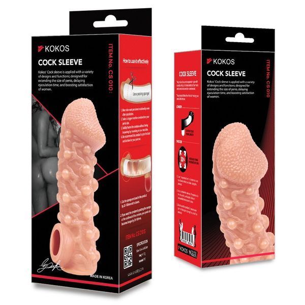 Насадка на член, потовщувальна, стимулюючий рельєф, розмір M - Kokos Cock Sleeve CS 010 M SX1469 фото