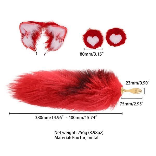 Анальна пробка з хвостом лисиці + вушка лисиці LOCKINK SEVANDA Red Vixen Set with Pear-shape Plug SX0907 фото
