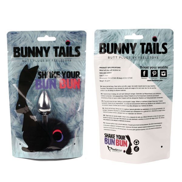 Анальна пробка хвіст зайки, чорний - FeelzToys Bunny Tails Butt Plug Black SO5063 фото