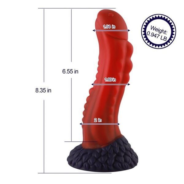 Фалоімітатор для секс-машин Hismith 8.35" Curved Silicone Dildo Red Monster Series SO9966 фото