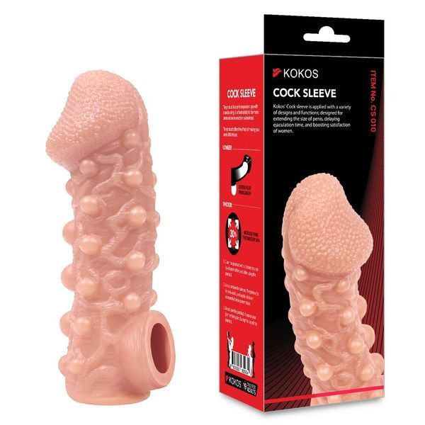 Насадка на член, потовщувальна, стимулюючий рельєф, розмір M - Kokos Cock Sleeve CS 010 M SX1469 фото