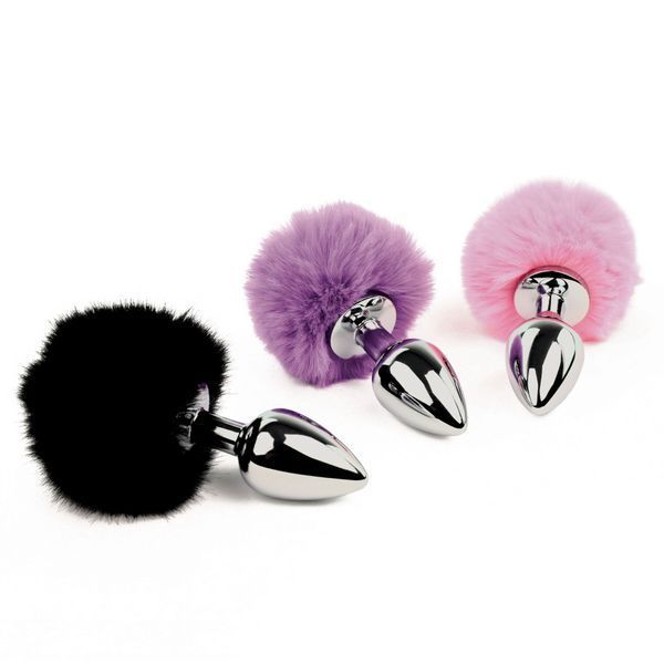 Анальна пробка хвіст зайки, чорний - FeelzToys Bunny Tails Butt Plug Black SO5063 фото