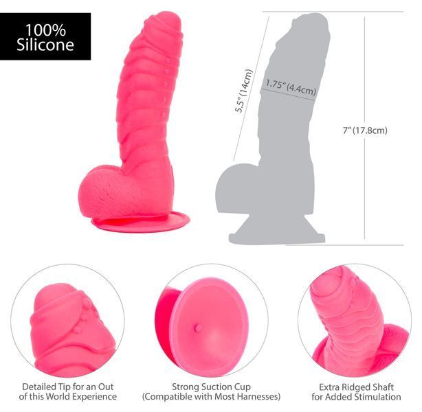 Ребристий фалоімітатор на присосці, віброкуля в подарунок ADDICTION &mdash; Tom 7&Prime; Dildo With Balls &mdash; Pink SO5585 фото