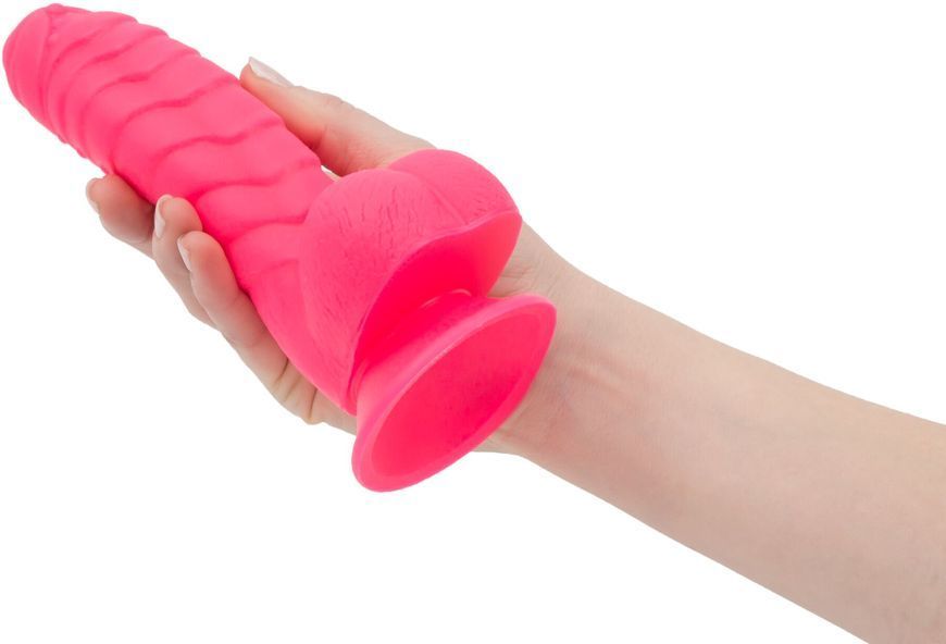 Ребристий фалоімітатор на присосці, віброкуля в подарунок ADDICTION &mdash; Tom 7&Prime; Dildo With Balls &mdash; Pink SO5585 фото
