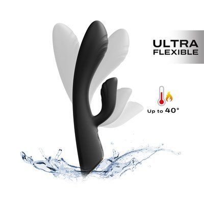 Вібратор-кролик з підігрівом, гнучкий стовбур - Dorcel FLEXI RABBIT BLACK SO6816 фото
