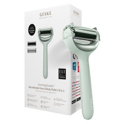Електронний ролер для обличчя та тіла з мікроголками GESKE MicroNeedle Face&Body Roller 8в1 green HB0206 фото