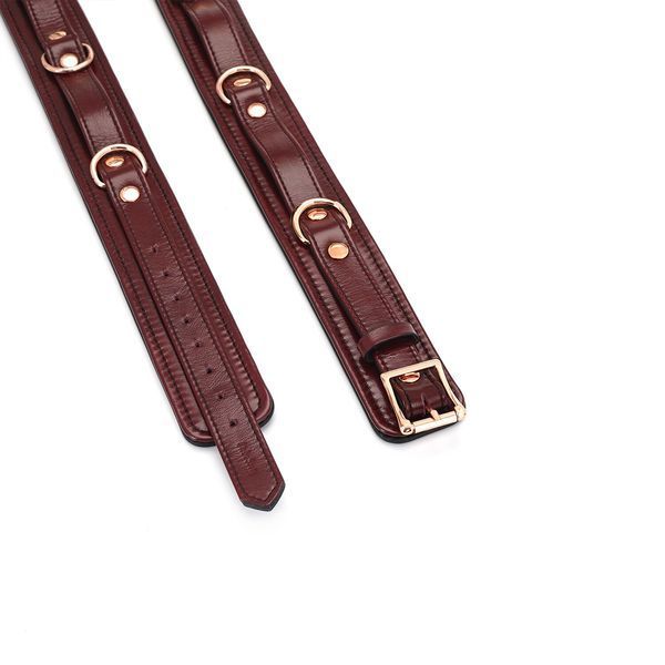 Шкіряні манжети на стегна Liebe Seele Wine Red Thigh Cuffs, розмір L SO9455 фото