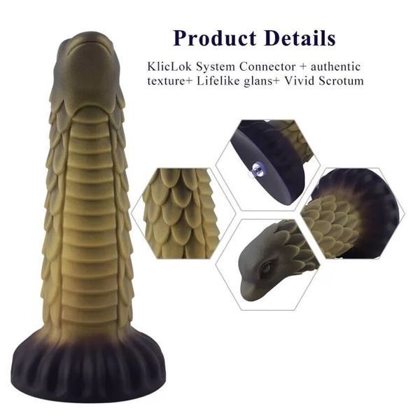 Фалоімітатор для секс-машин Hismith 8.5" Squama Beast Silicone Dildo Monster Series SO9967 фото
