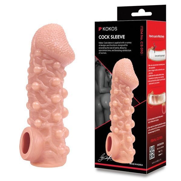 Насадка на член, потовщувальна, стимулюючий рельєф, розмір L - Kokos Cock Sleeve CS 010 L SX1470 фото