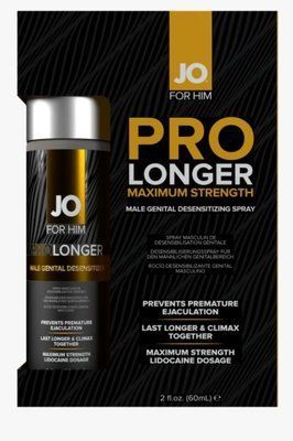 Пролонгувальний спрей з лідокаїном JO Prolonger Spray with Lidocaine (60 мл), не містить мінеральних масел SO4098 фото