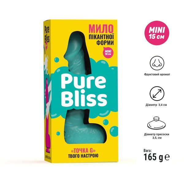 Крафтове мило-член із присоскою, натуральне, 15 см &mdash; Pure Bliss MINI Turquoise SO6359 фото