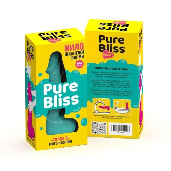 Крафтове мило-член із присоскою, натуральне, 15 см &mdash; Pure Bliss MINI Turquoise SO6359 фото