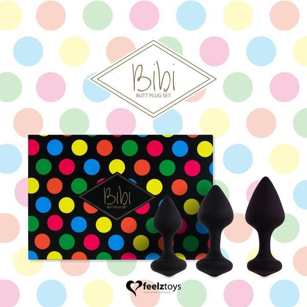 Набір силіконових анальних пробок - FeelzToys Bibi Butt Plug Set 3 pcs Black SO5065 фото