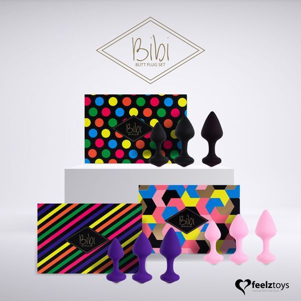 Набір силіконових анальних пробок - FeelzToys Bibi Butt Plug Set 3 pcs Black SO5065 фото