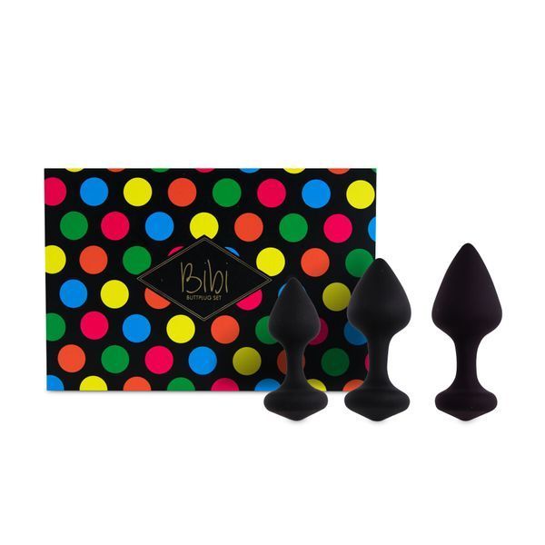 Набір силіконових анальних пробок - FeelzToys Bibi Butt Plug Set 3 pcs Black SO5065 фото