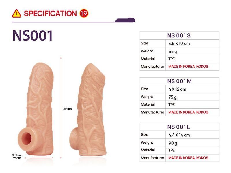 Насадка на член, потовщувальна, стимулюючий рельєф, розмір M - Kokos Nude Sleeve NS 001 M SX1471 фото