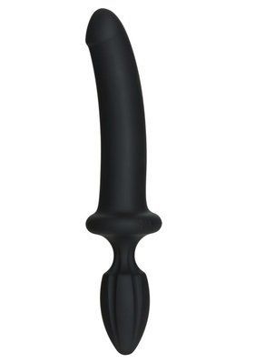 Анальний плаг з ділдо, діаметр 3,2 см - Doc Johnson Kink Dual Density SECONDSKYN Fuck Plug Black SO4020 фото