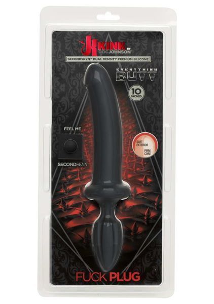 Анальний плаг з ділдо, діаметр 3,2 см - Doc Johnson Kink Dual Density SECONDSKYN Fuck Plug Black SO4020 фото