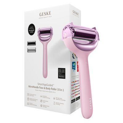Електронний ролер для обличчя та тіла з мікроголками GESKE MicroNeedle Face&Body Roller 8в1 pink HB0203 фото