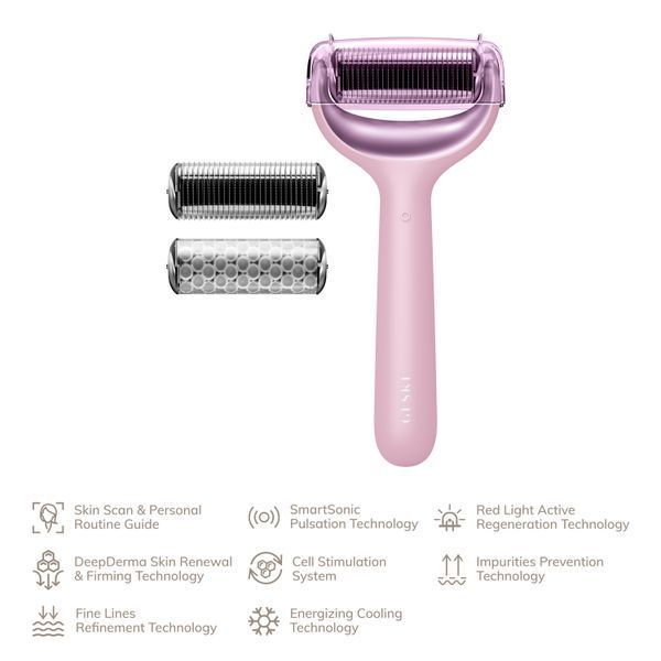 Електронний ролер для обличчя та тіла з мікроголками GESKE MicroNeedle Face&Body Roller 8в1 pink HB0203 фото