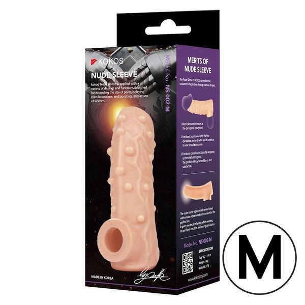 Насадка на член, потовщувальна, стимулюючий рельєф, розмір M - Kokos Nude Sleeve NS 002 M SX1473 фото